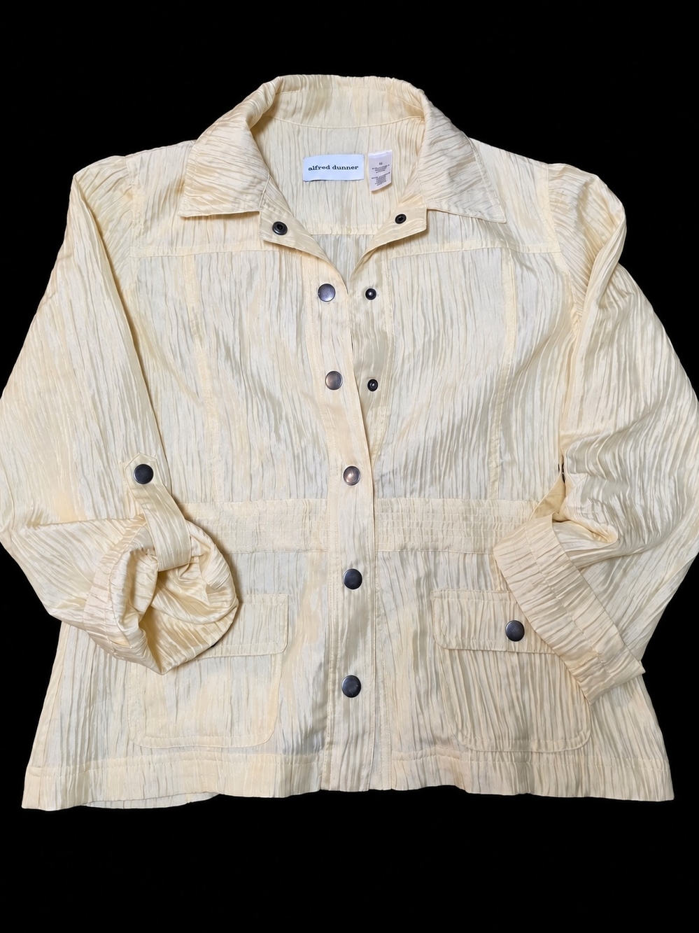 Alfred Dunner Ivory Crinkle Textured Jacket